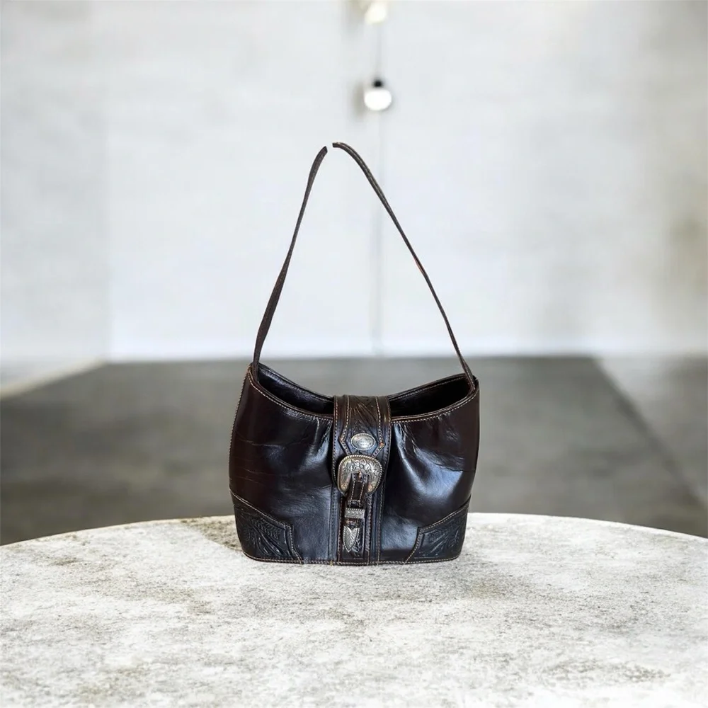 American West Brown Leather Shoulder Bag - Picture 3 of 13